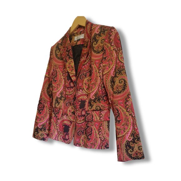 🌿Tahari Petite 6 Boho Paisley Blazer Jacket Arthur S. Levine Trendy - Picture 4 of 15
